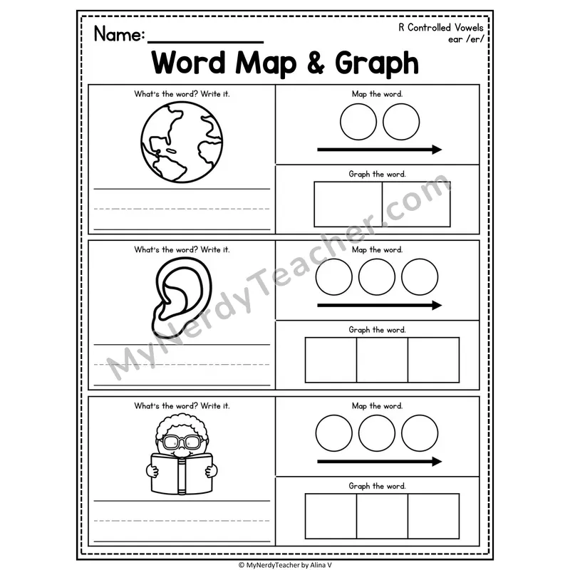 R-Controlled Vowels Word Map and Graph Worksheet
