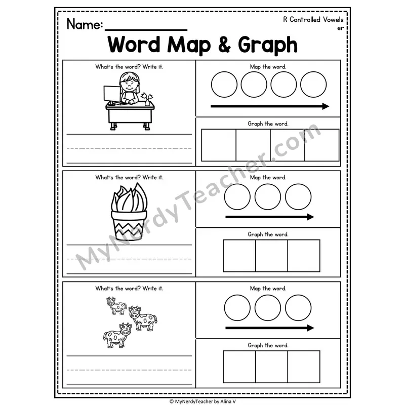 R-Controlled Vowels Word Map and Graph Worksheet