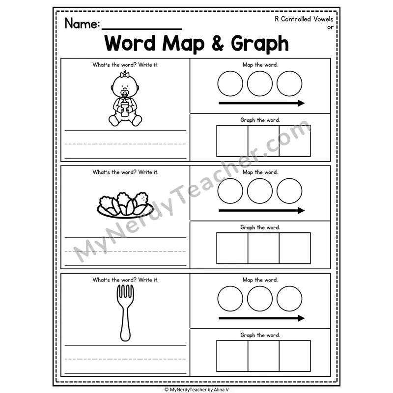 R-Controlled Vowels Word Map and Graph Worksheet