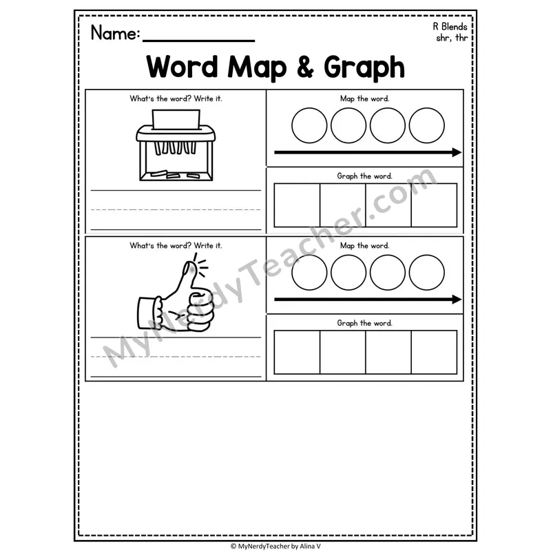 Consonant Blends Word Map and Graph Worksheet