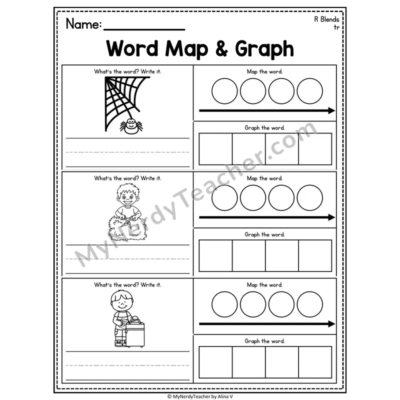 Consonant Blends Word Map and Graph Worksheet