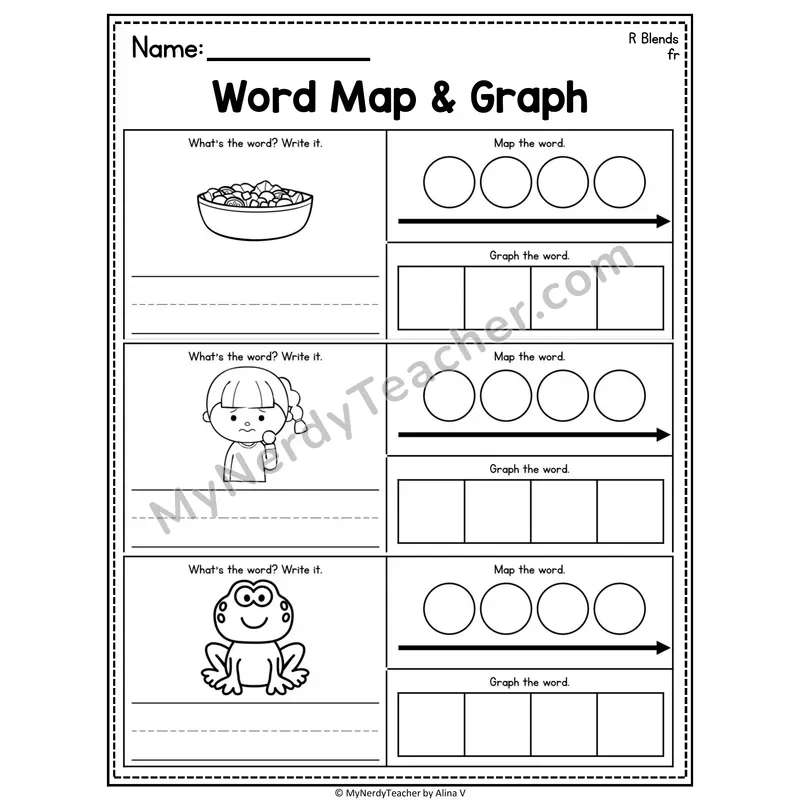 Consonant Blends Word Map and Graph Worksheet