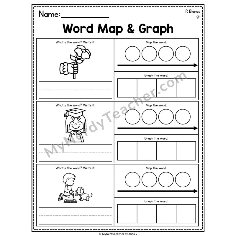 Consonant Blends Word Map and Graph Worksheet