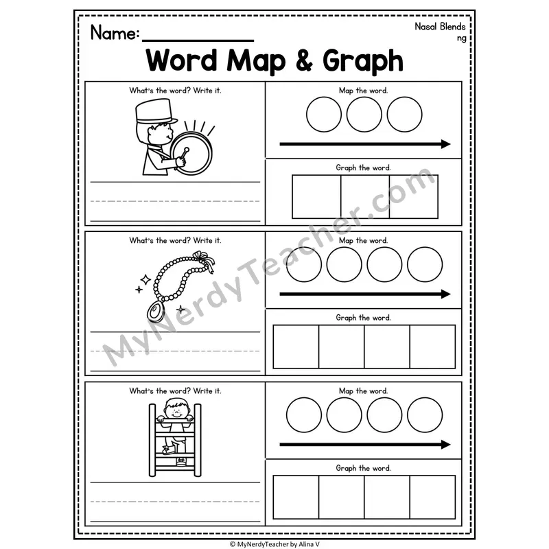 Nasal Blends Word Map and Graph Worksheet