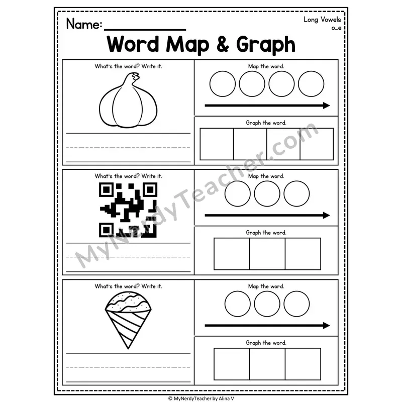Long Vowels VCe Word Map and Graph Worksheet