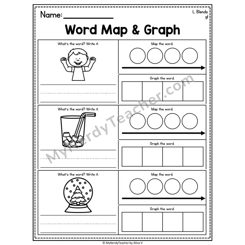 Consonant Blends Word Map and Graph Worksheet