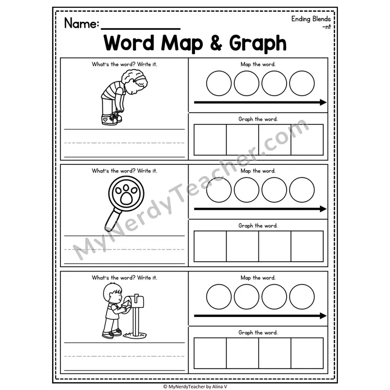 Consonant Blends Word Map and Graph Worksheet