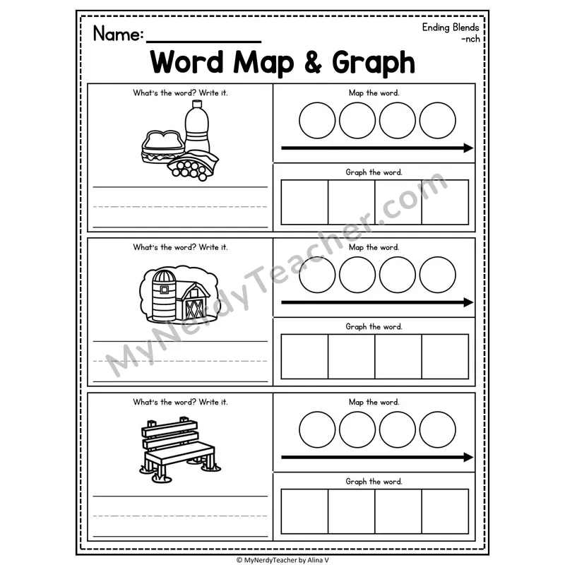 Consonant Blends Word Map and Graph Worksheet