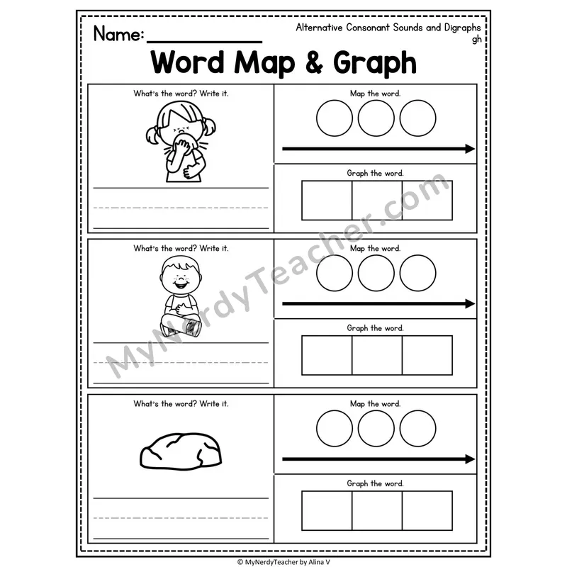 Silent Letters Word Map and Graph Worksheet