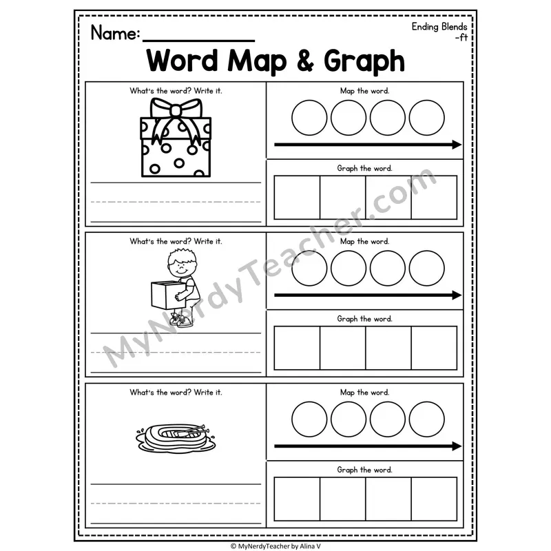 Consonant Blends Word Map and Graph Worksheet