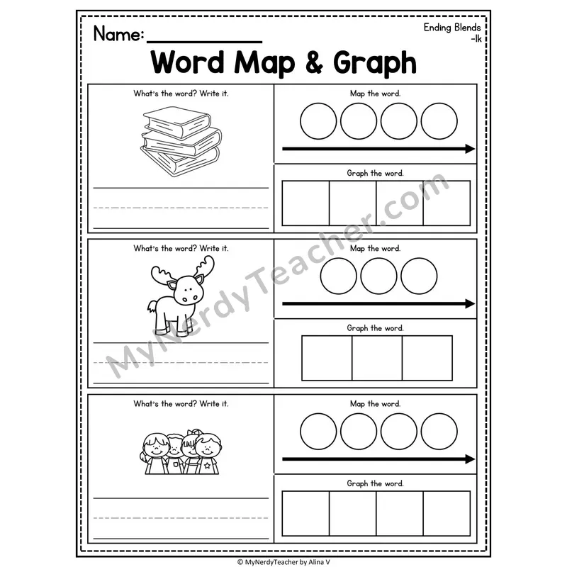 Consonant Blends Word Map and Graph Worksheet