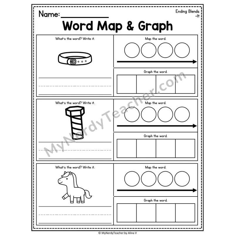 Consonant Blends Word Map and Graph Worksheet