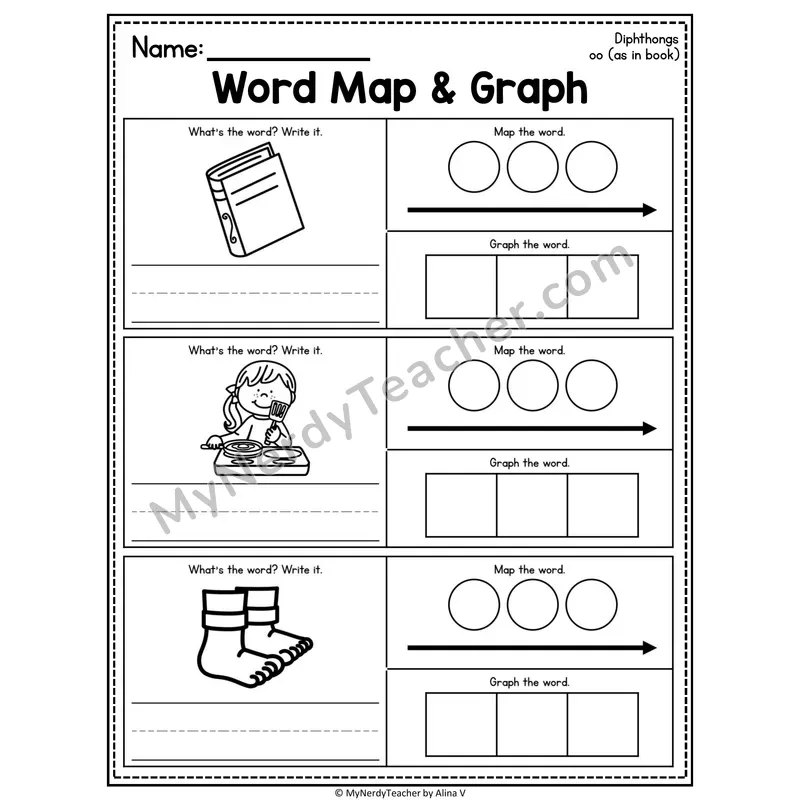 Diphthongs Word Map and Graph Worksheet