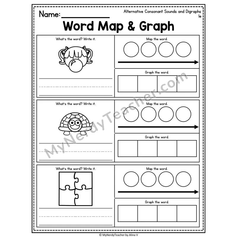 Alternative Consonant Sounds Word Map and Graph Worksheet