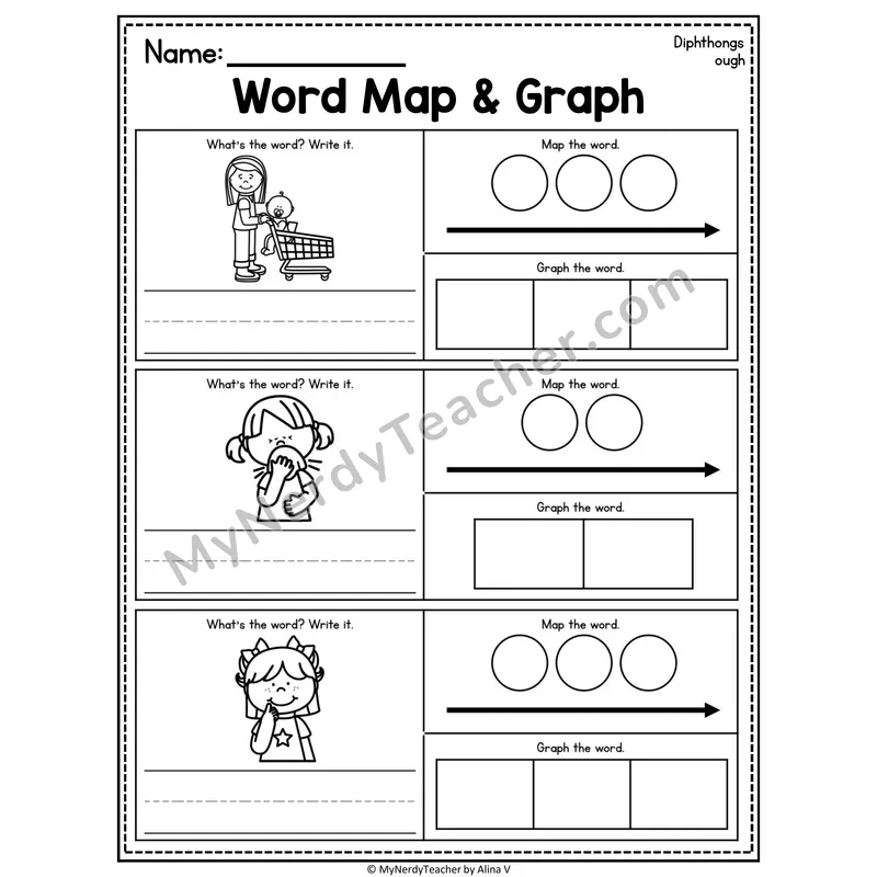 Diphthongs Word Map and Graph Worksheet
