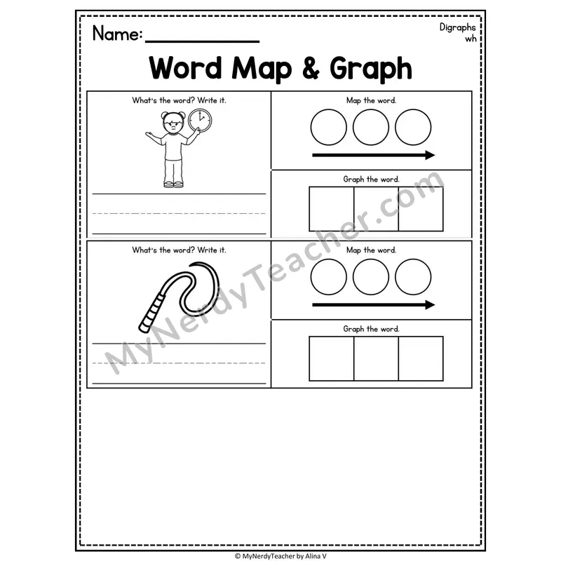 Digraphs Word Map and Graph Worksheet