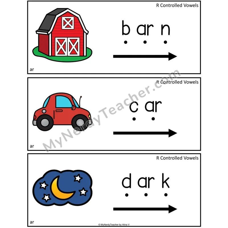 R-Controlled Vowels Blending Cards