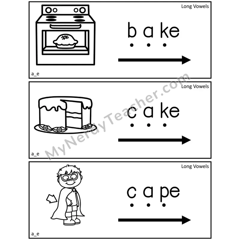 Long Vowels VCe Blending Cards