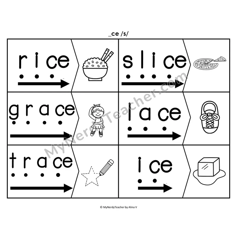 u_e Silent E Blending & Segmenting Cards (B&W)