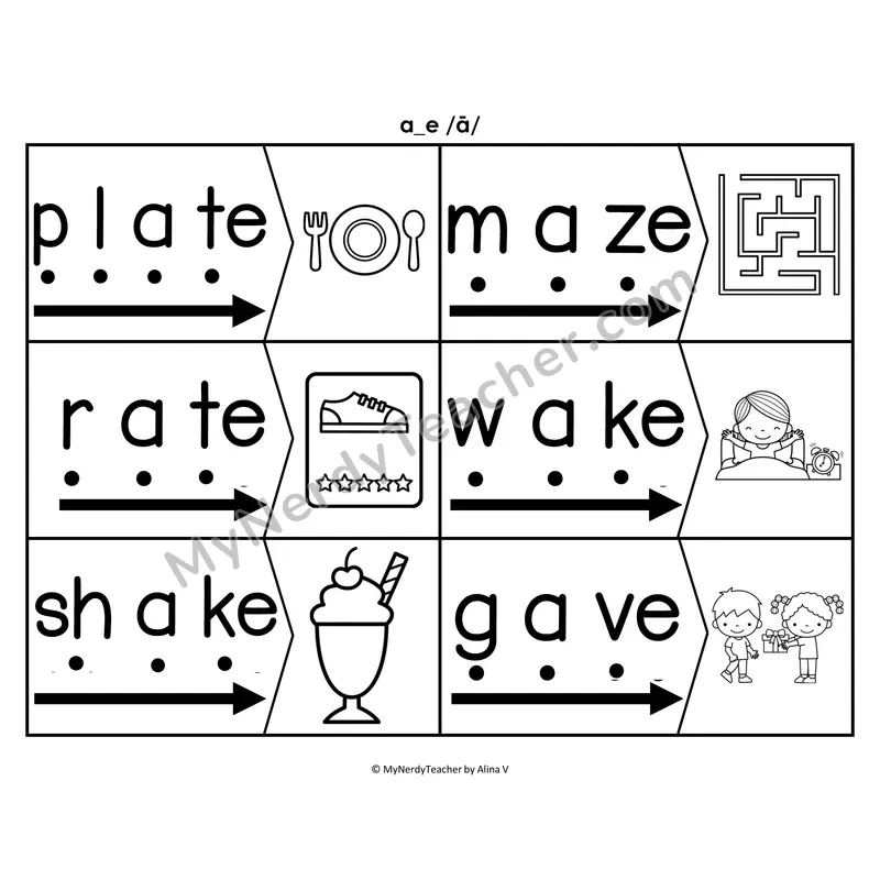 nk Digraph Blending & Segmenting Cards (B&W)