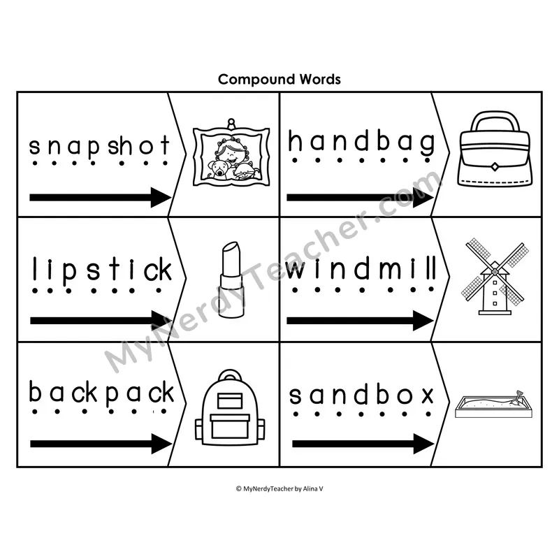 Suffix -ing Blending & Segmenting Cards (B&W)