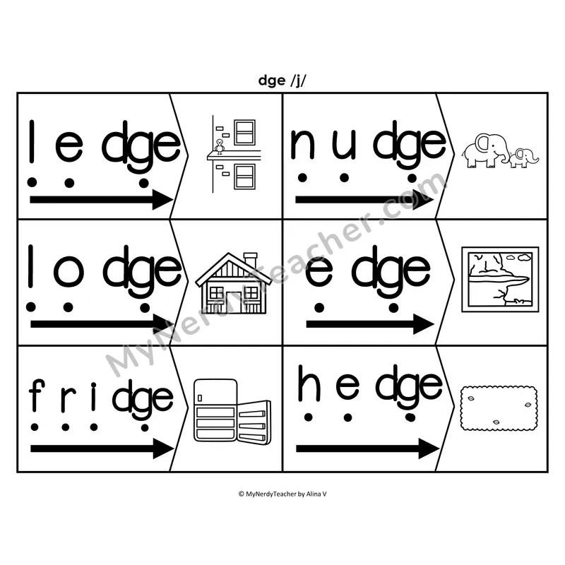 tch Trigraph Blending & Segmenting Cards (B&W)