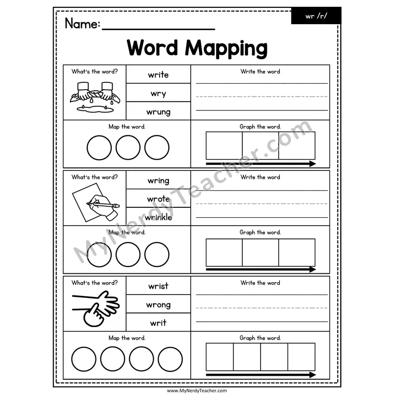 Silent Letters wr Word Mapping Worksheet