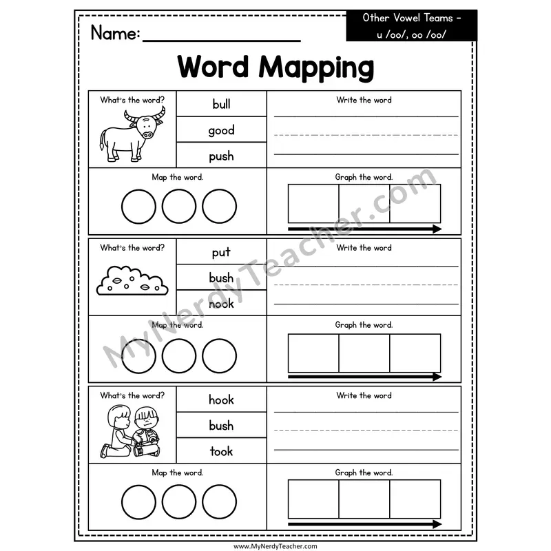 oo, u (short /oo/) Word Mapping Worksheet
