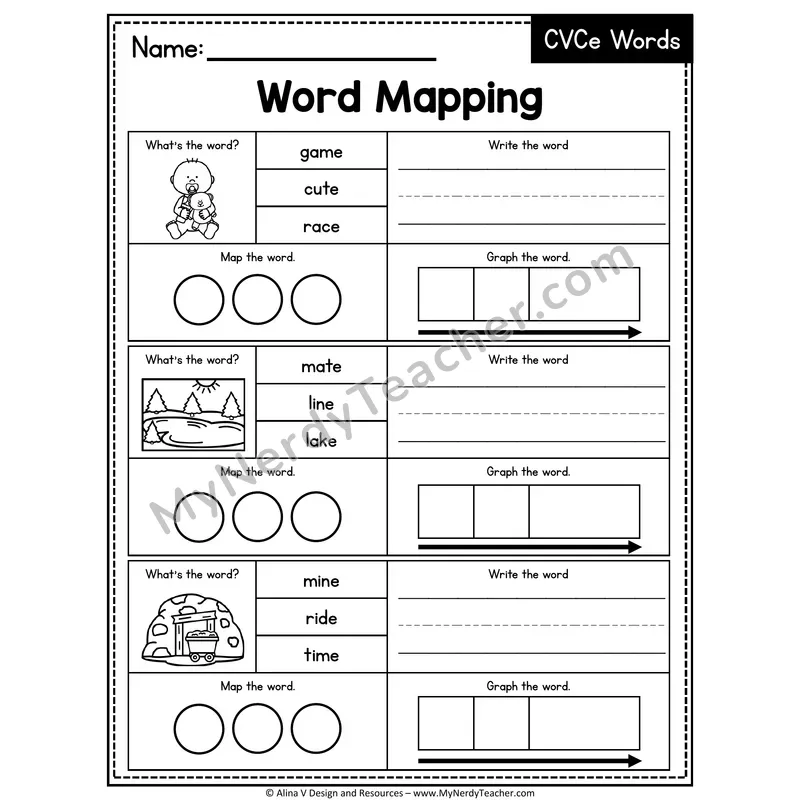 Mixed CVCe Silent E Words Word Mapping — 29