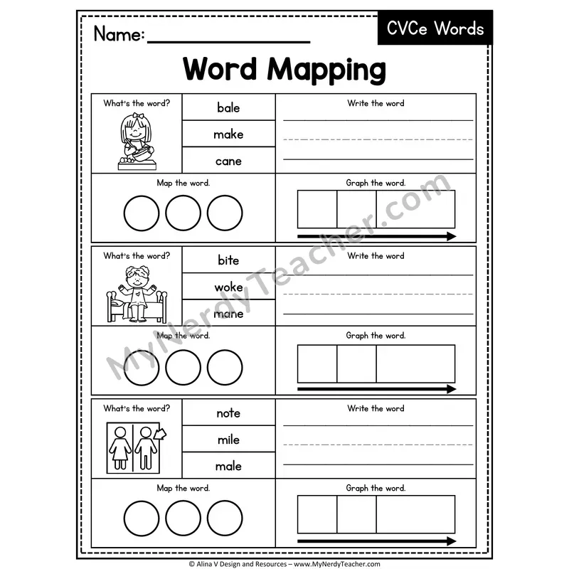Mixed CVCe Silent E Words Word Mapping — 27