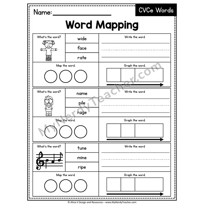 Mixed CVCe Silent E Words Word Mapping — 24