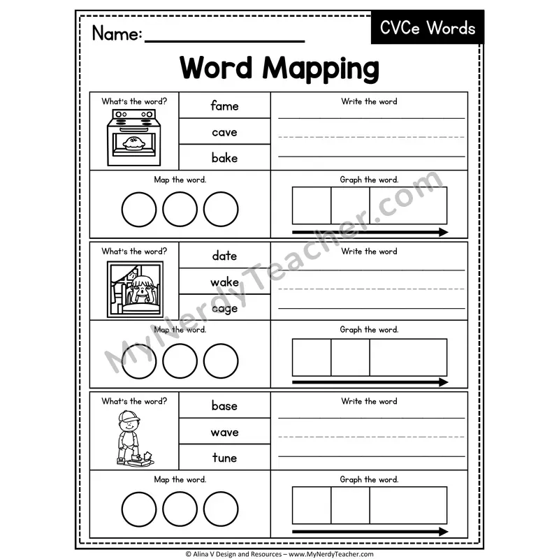 Mixed CVCe Silent E Words Word Mapping — 20