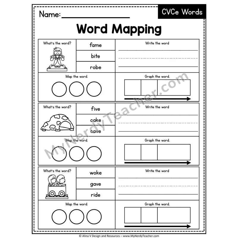 Mixed CVCe Silent E Words Word Mapping — 23