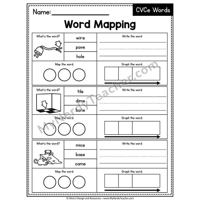 Mixed CVCe Silent E Words Word Mapping — 13