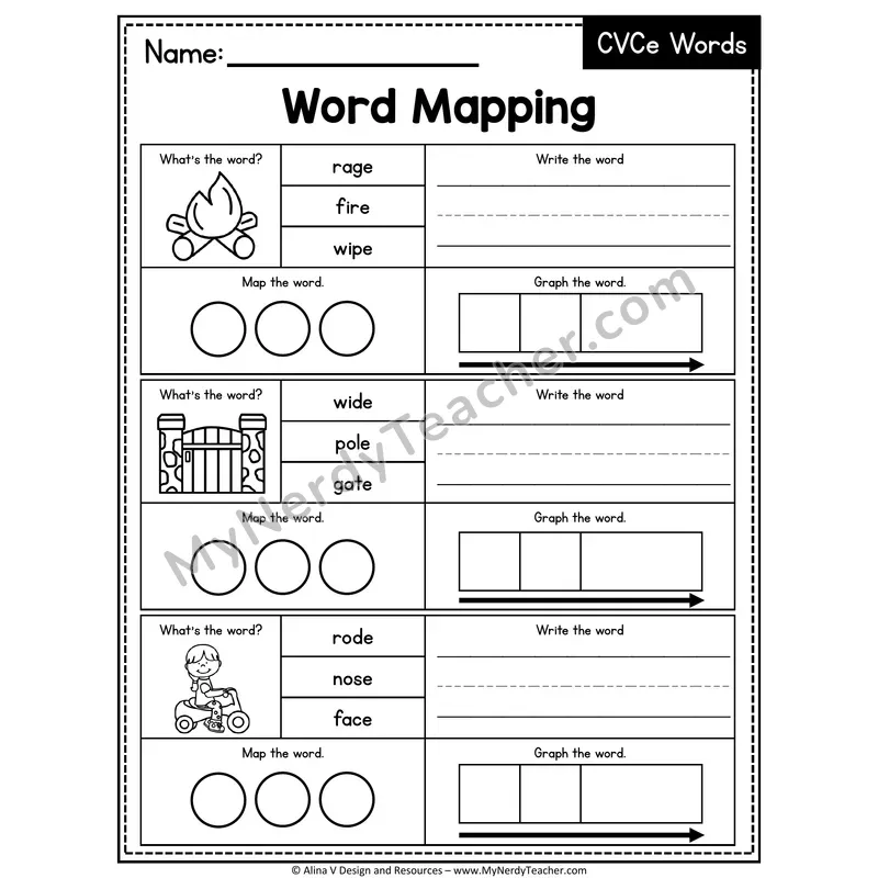 Mixed CVCe Silent E Words Word Mapping — 08