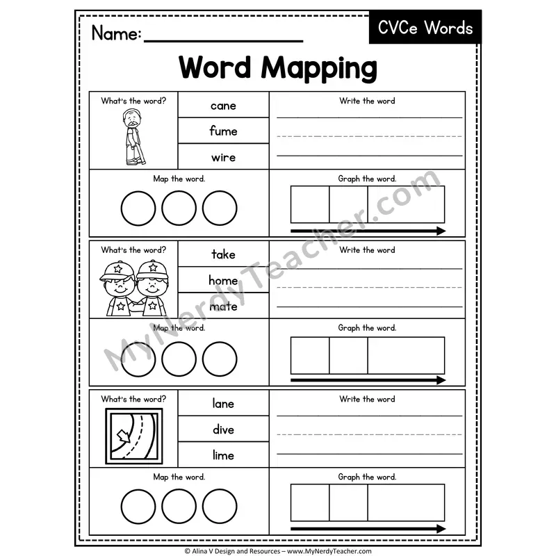 Mixed CVCe Silent E Words Word Mapping — 14