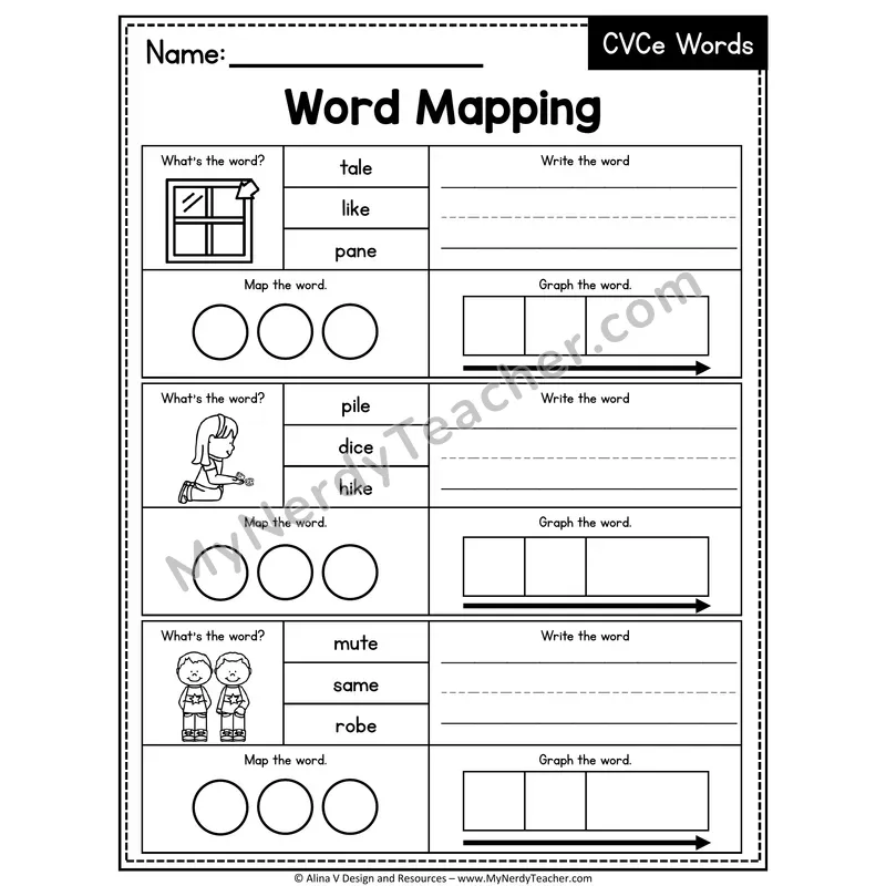 Mixed CVCe Silent E Words Word Mapping — 10