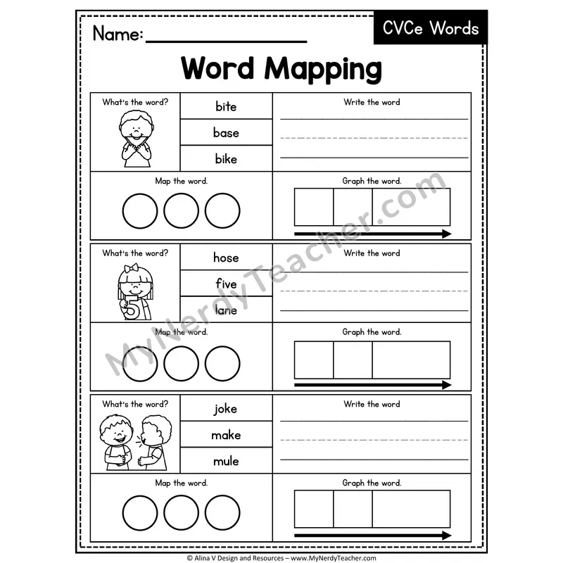 Mixed CVCe Silent E Words Word Mapping — 03