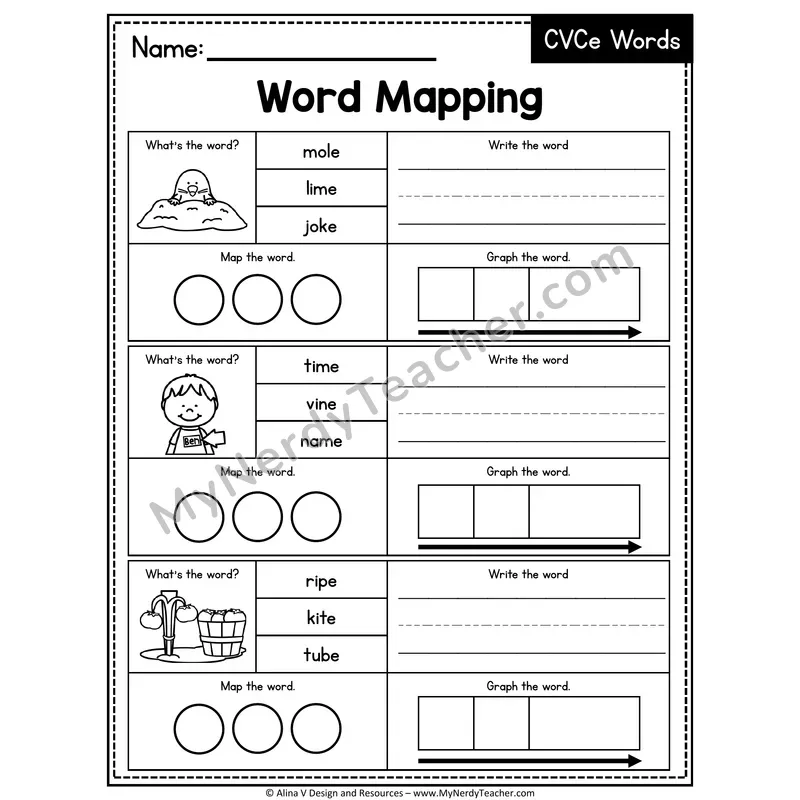 Mixed CVCe Silent E Words Word Mapping — 06