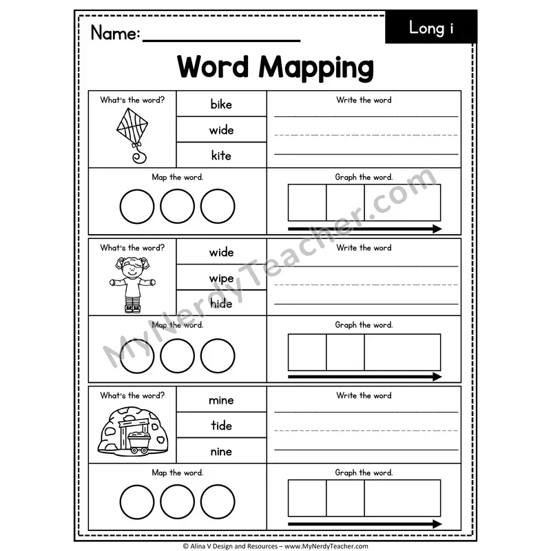 i_e Long i Silent E Words Word Mapping — 09