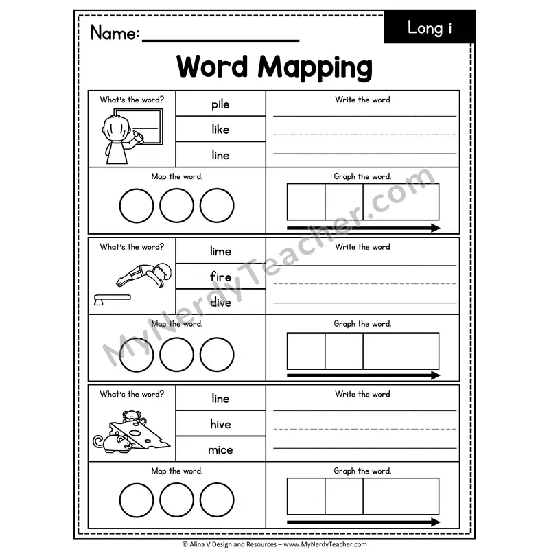 i_e Long i Silent E Words Word Mapping — 01