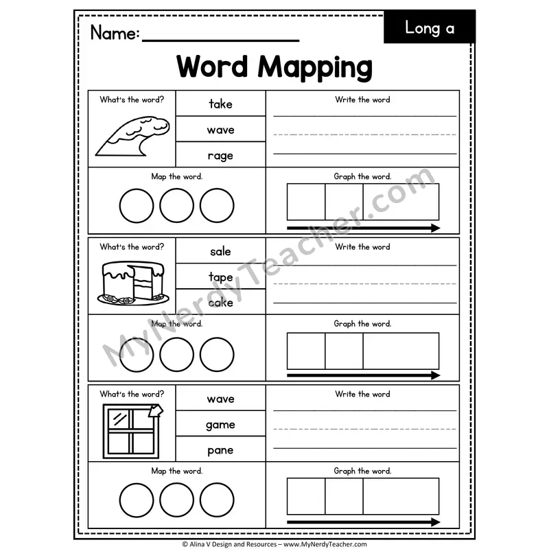 a_e Long a Silent E Words Word Mapping — 12