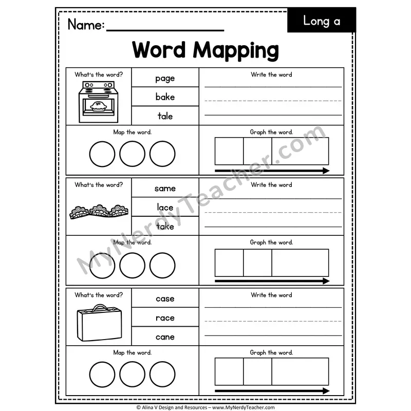 a_e Long a Silent E Words Word Mapping — 07