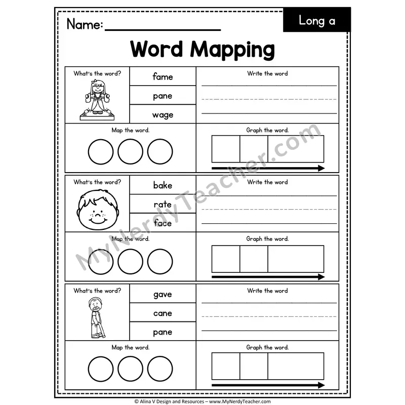 a_e Long a Silent E Words Word Mapping — 06