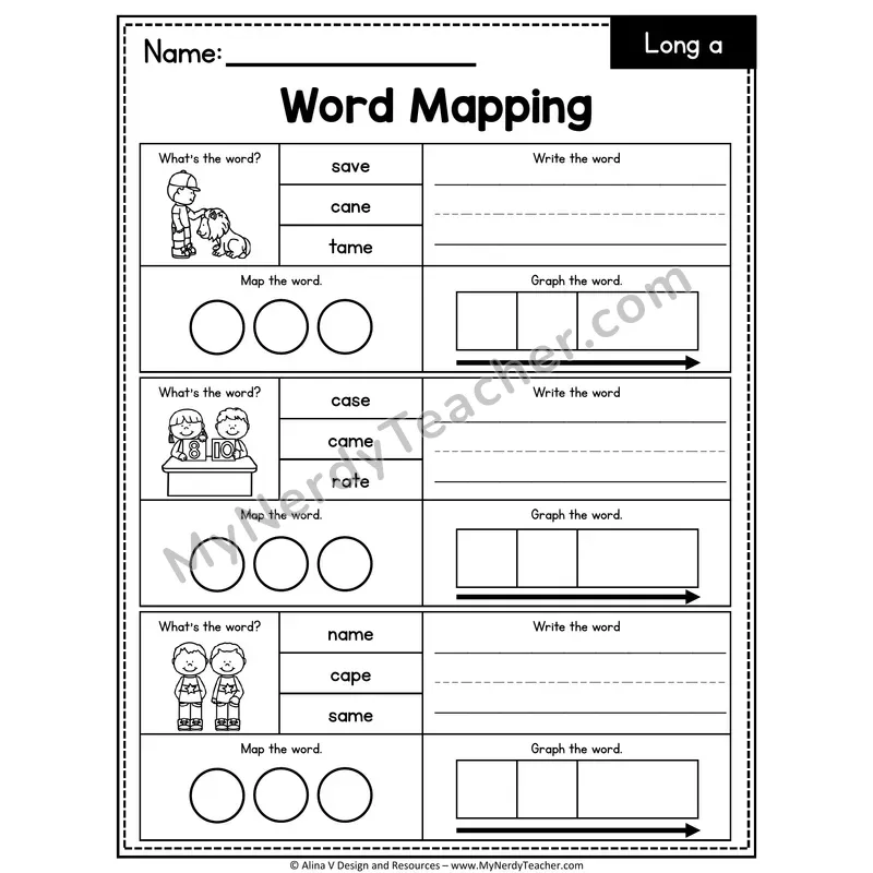 a_e Long a Silent E Words Word Mapping — 01