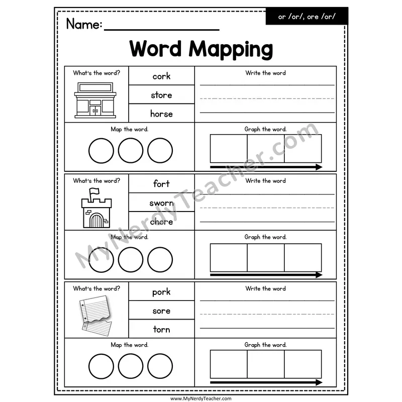 R-Controlled or, ore Word Mapping Worksheet