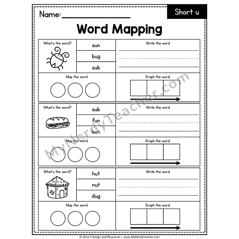 Short u CVC Words Word Mapping — 05