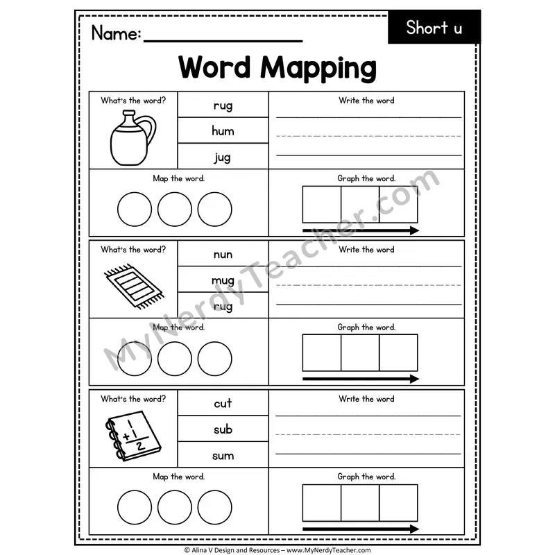 Short u CVC Words Word Mapping — 01