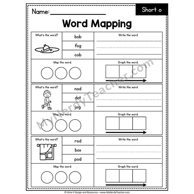 Short o CVC Words Word Mapping — 06