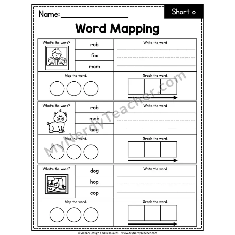 Short o CVC Words Word Mapping — 08